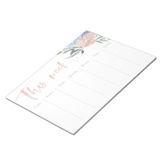 Weekkalender waterverf bloemen notitieblok (Schuin)