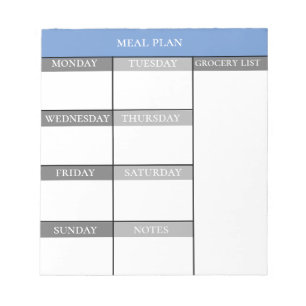 Weeklijst van maaltijdprep Planner Notitieblok