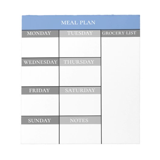 Weeklijst van maaltijdprep Planner Notitieblok (Voorkant)