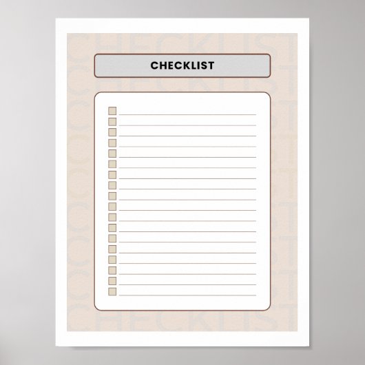Weekly Checklist Planner Page Poster (Voorkant)