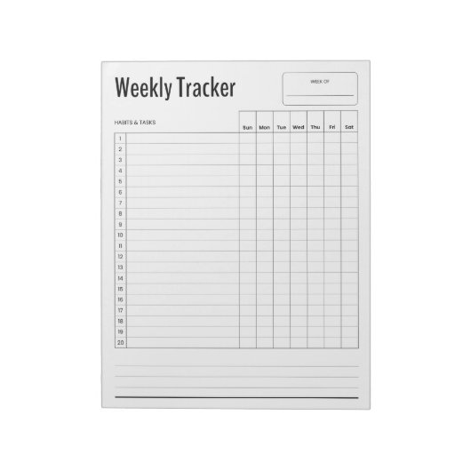 Weekly Habit Tracker Notitieblok (Linkerzijde)
