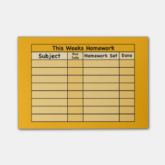 Weekly Homework Post-it Post-it® Notes