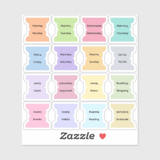 Weekly Index Tab Journal Divider Colorful Foldable Sticker (Vel)