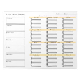 Weekly Meal Planner Grocery Shopping List Notitieblok