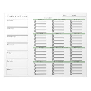 Weekly Meal Planner Grocery Shopping List Notitieblok