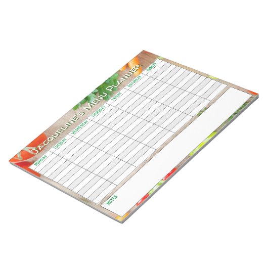 Weekly Menu Planner to Personalise. Notitieblok (Schuin)