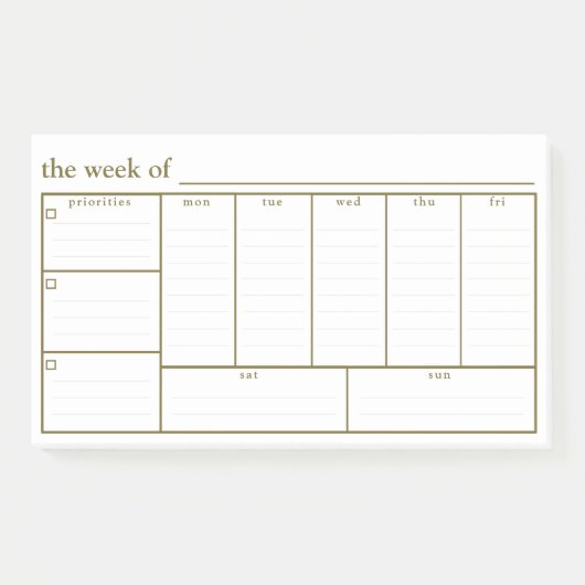 Weekly Planner Afsprakeningstaak Doel Post-IT Note (Voorkant)