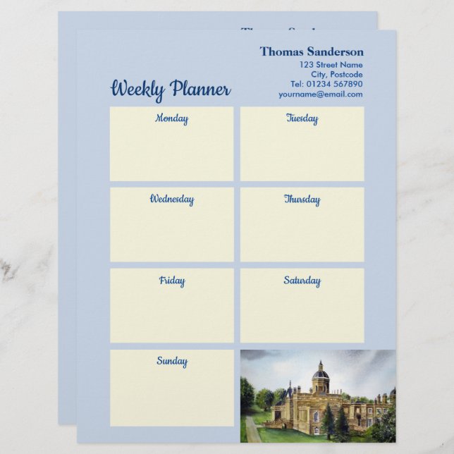 Weekly Planner Castle Howard Yorkshire England Briefhoofd (Voorkant / Achterkant)