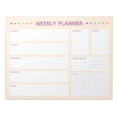 Weekly Planner Colorful Hearts Purple Text Notitieblok (Voorkant)