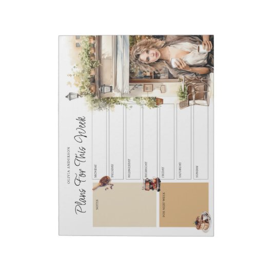 Weekly Planner Custom Name Coffee Lover Notitieblok (Linkerzijde)