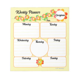 Weekly Planner Geel Notitieblok met Oranje bloemen