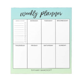 Weekly Planner Green Ombre | Naam toevoegen Notitieblok