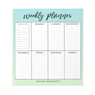 Weekly Planner Green Ombre   Naam toevoegen Notitieblok