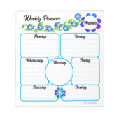Weekly Planner Notitieblok met Blue Flowers (Voorkant)