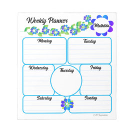 Weekly Planner Notitieblok met Blue Flowers