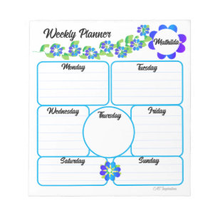 Weekly Planner Notitieblok met Blue Flowers