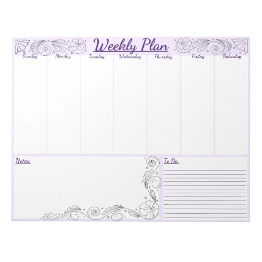 Weekly Planner - Pad, Voor die weekplannen Notitieblok (Voorkant)