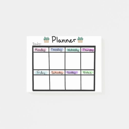 Weekly Planner Post it Notes (Voorkant)