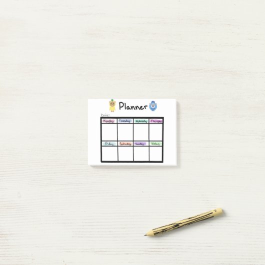 Weekly Planner Post it Notes (Op bureau)