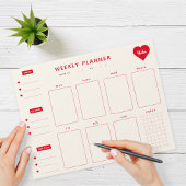 Weekly Planner Red Hearts Notitieblok met naam
