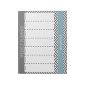 Weekly Planner Robin Egg Blue en Gray Chevrons Notitieblok (Linkerzijde)