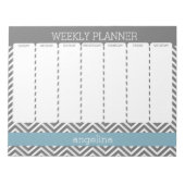 Weekly Planner Robin Egg Blue en Gray Chevrons Notitieblok (Voorkant)