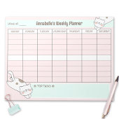 Weekly Planner Schattige Cat Pink Blue Naam Scheur Notitieblok