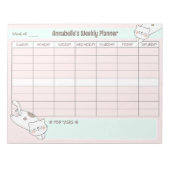 Weekly Planner Schattige Cat Pink Blue Naam Scheur Notitieblok (Voorkant)