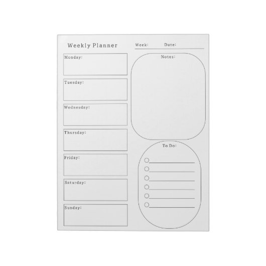 Weekly Planner & To Do List For Organising Notes Notitieblok (Linkerzijde)