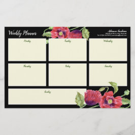 Weekly Planner Waterverf Red Poppies Black Statio Briefpapier