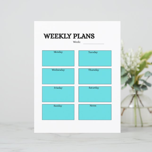 WEEKLY PLANS-blad (Staand voorkant)