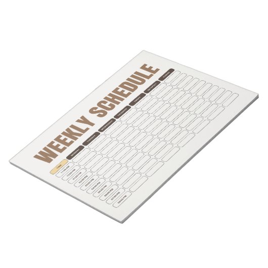 Weekly Schedule Planner Minimal Beige Grid Notitieblok (Schuin)