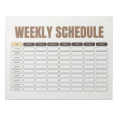 Weekly Schedule Planner Minimal Beige Grid Notitieblok (Voorkant)