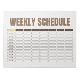 Weekly Schedule Planner Minimal Beige Grid Notitieblok