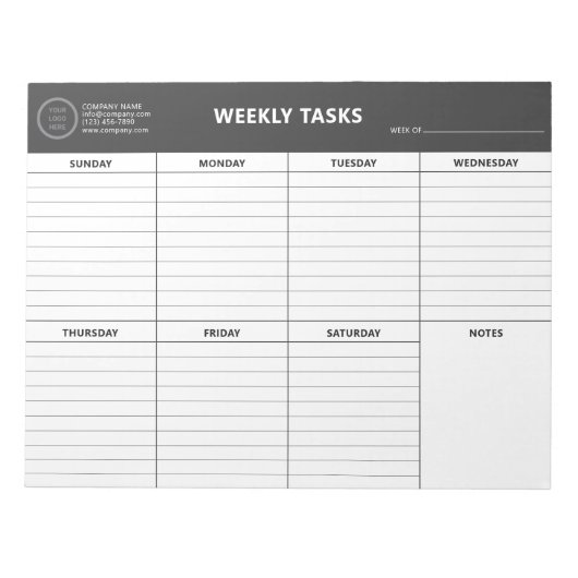 Weekly Task Scheduler Tear-Away Business Planner Notitieblok (Voorkant)