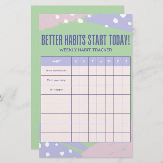 Weekly Tracker Briefpapier (Voorkant / Achterkant)