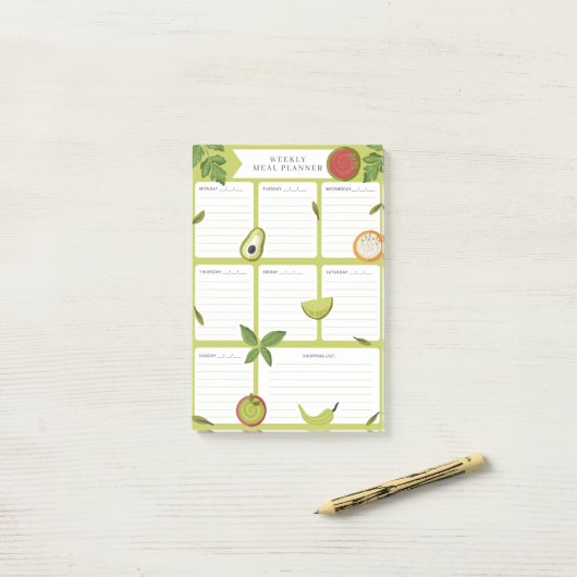 Weekmaaltijd planner food grocery shopping post-it® notes (Op bureau)