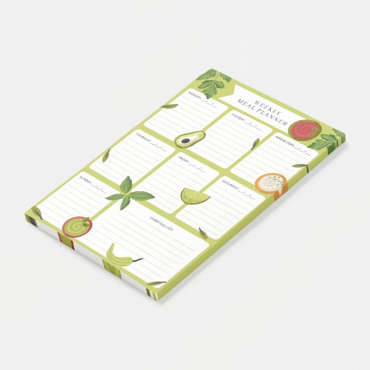 Weekmaaltijd planner food grocery shopping post-it® notes (Schuin)