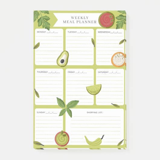 Weekmaaltijd planner food grocery shopping post-it® notes (Voorkant)