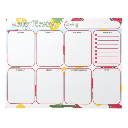 weekplanner | ananas watermeloen patroon notitieblok (Voorkant)