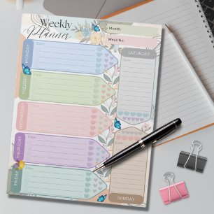 Weekplanner Bloem Vlinder Meerkleurig Thema Notitieblok