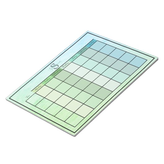 Weekplanner dagelijkse blauwe groene kleur notitie notitieblok (Schuin)