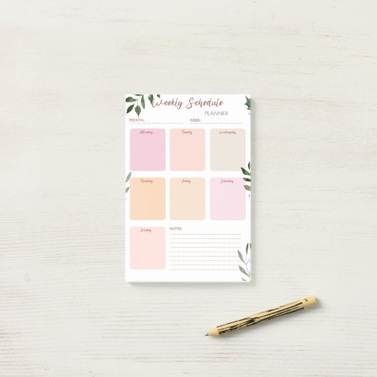 Weekplanner en organisator post-it® notes (Op bureau)