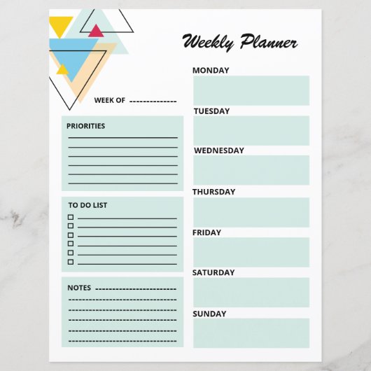 weekplanner | Maandelijkse planner Sjabloon (Achterkant)