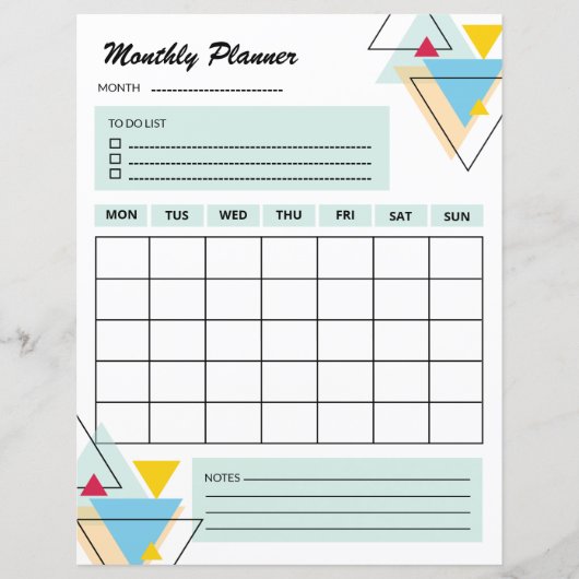 weekplanner | Maandelijkse planner Sjabloon (Voorkant)