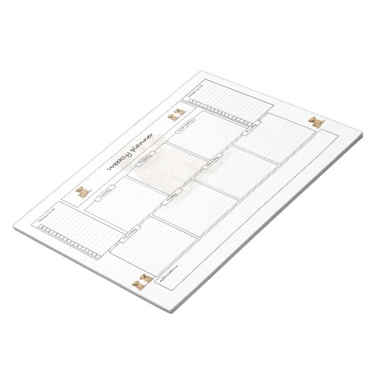 Weekplanner met doelstellingen en boodschappenlijs notitieblok (Schuin)