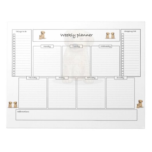 Weekplanner met doelstellingen en boodschappenlijs notitieblok (Voorkant)