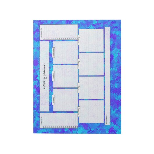 Weekplanner met doelstellingen en boodschappenlijs notitieblok (Linkerzijde)