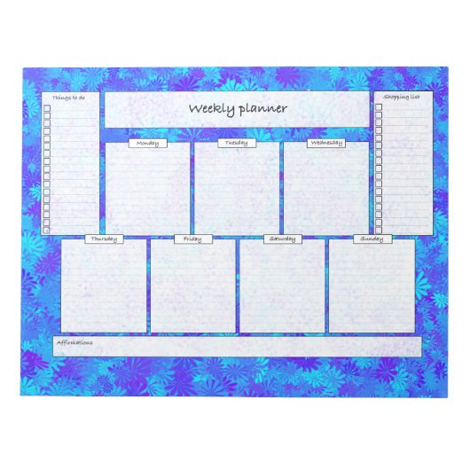 Weekplanner met doelstellingen en boodschappenlijs notitieblok (Voorkant)