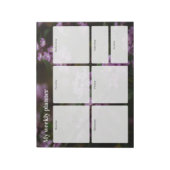 Weekplanner met sombere paarse bloem notitieblok (Linkerzijde)